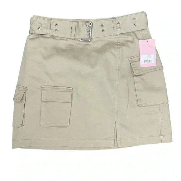Juicy Couture Y2K Cargo Mini Skirt Nomad Brown Size 30 | Mid Rise Belted Stretch - Picture 4 of 10